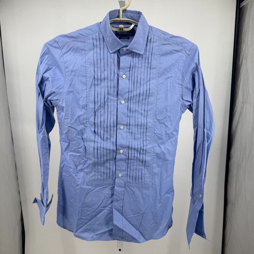 Polo Ralph Lauren Tuxedo Dress Shirt Mens XS Blue Pleated Custom Fit Formal NWT